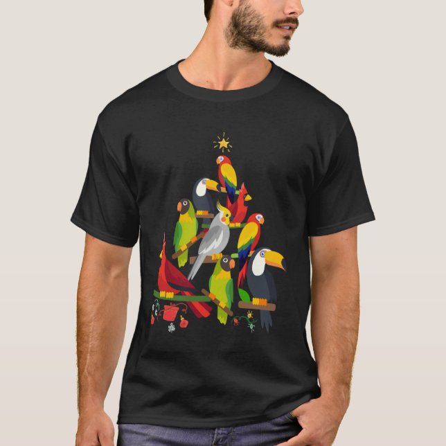 Christmas Lights Cockatiel Bird Santa Cockatiel T-Shirt (Front)
