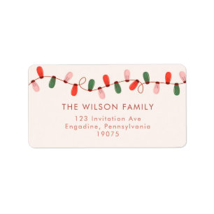 Christmas Lights Colored Merry Christmas Adress Label