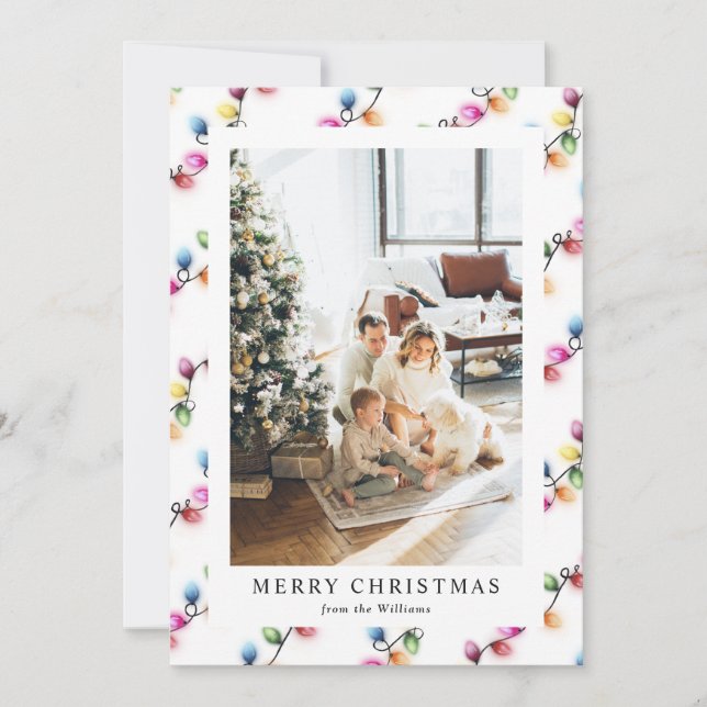 Christmas Lights Colorful Bright Photo Holiday Card (Front)