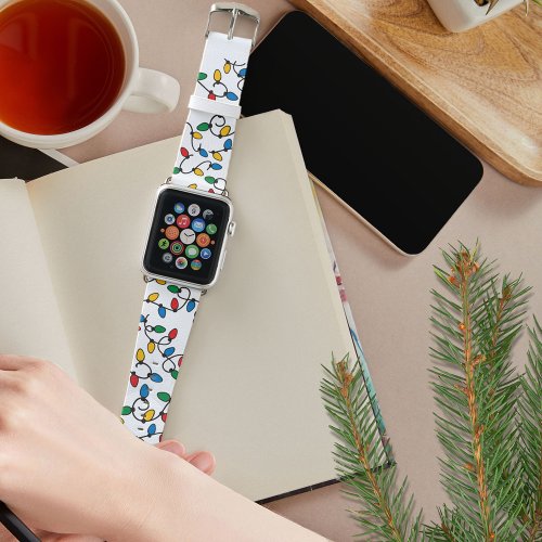 Christmas Lights Colorful String Bulb Pattern Apple Watch Band