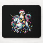 Christmas Lights Cougar Riding Unicorn  Mouse Pad