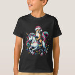Christmas Lights Cougar Riding Unicorn  T-Shirt