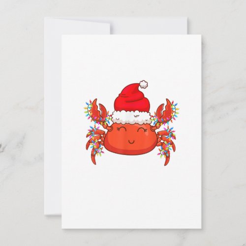 Christmas Lights Crab Wearing Xmas Hat _ Cute Crab Invitation