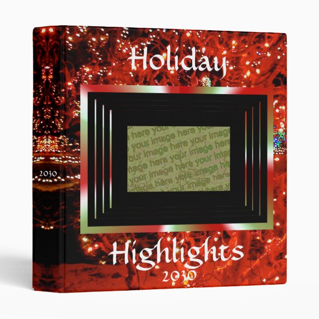 Christmas Lights Custom 1 inch Binder (Front/Spine)
