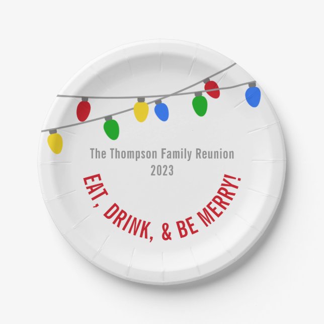 Christmas Lights | Custom Personalized Paper Plates (Front)