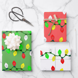 Christmas Lights Custom Wrapping Paper Sheets