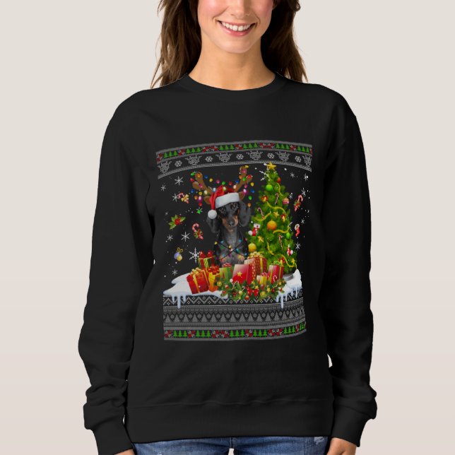 Christmas Lights Dachshund Dog  Xmas Ugly Sweater (Front)
