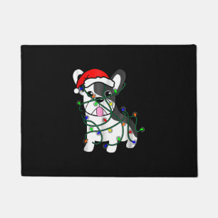 christmas lights decoration funny french bulldog doormat