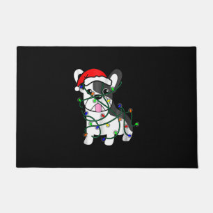 christmas lights decoration funny french bulldog doormat