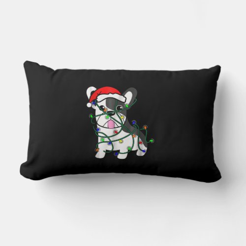 christmas lights decoration funny french bulldog lumbar pillow