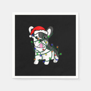 christmas lights decoration funny french bulldog napkins