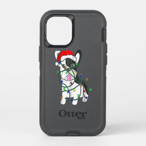 christmas lights decoration funny french bulldog  OtterBox defender iPhone 12 mini case