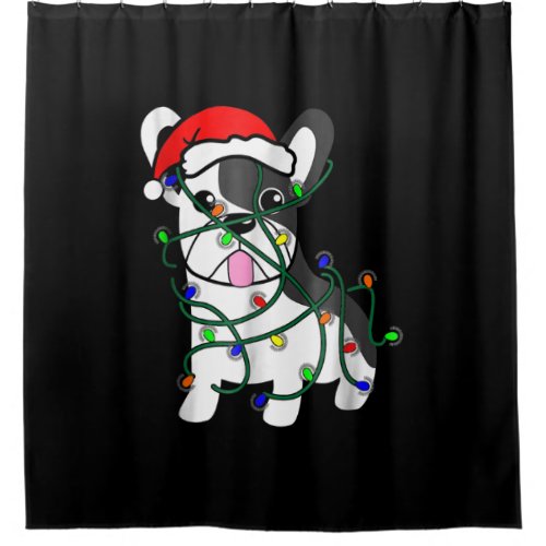 christmas lights decoration funny french bulldog shower curtain
