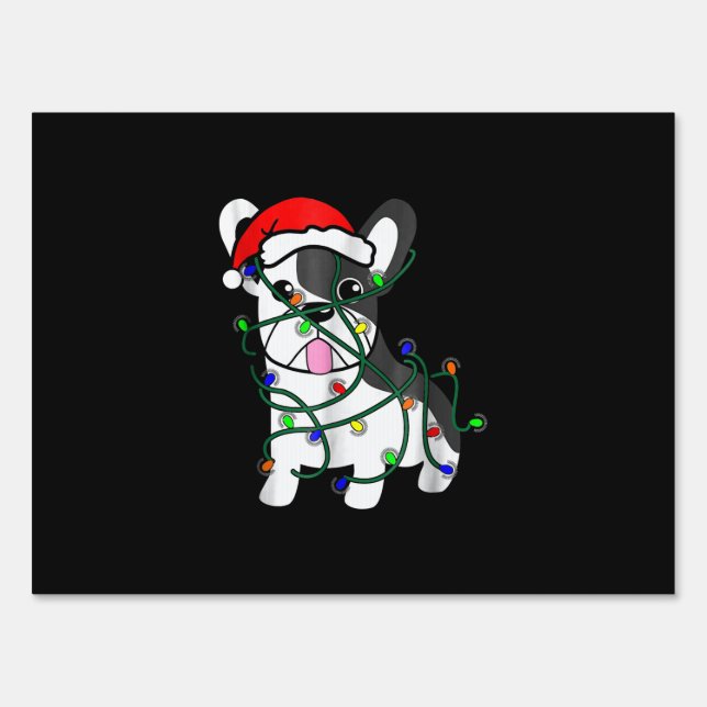 christmas lights decoration funny french bulldog sign (Front)