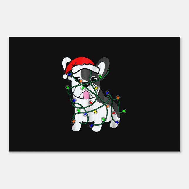 christmas lights decoration funny french bulldog sign (Front)