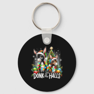 Christmas Lights Donk The Halls Christmas Donkeys Keychain