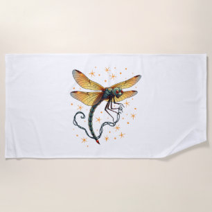 Christmas Lights Dragonfly Beach Towel