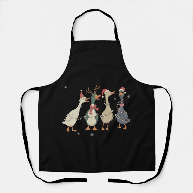 Christmas Lights Ducks Funny Animals Farm Lover  Apron (Front)
