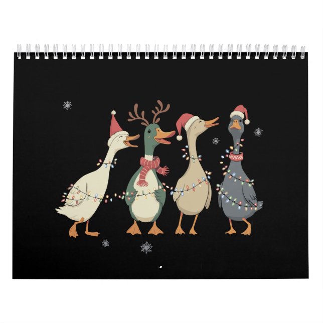 Christmas Lights Ducks Funny Animals Farm Lover  Calendar (Cover)