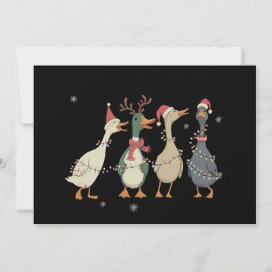 Christmas Lights Ducks Funny Animals Farm Lover  Holiday Card