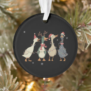 Christmas Lights Ducks Funny Animals Farm Lover  Ornament