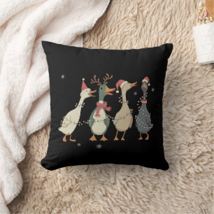 Christmas Lights Ducks Funny Animals Farm Lover Throw Pillow