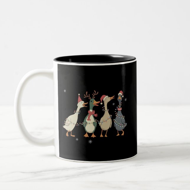Christmas Lights Ducks Funny Animals Farm Lover  Two-Tone Coffee Mug (Left)