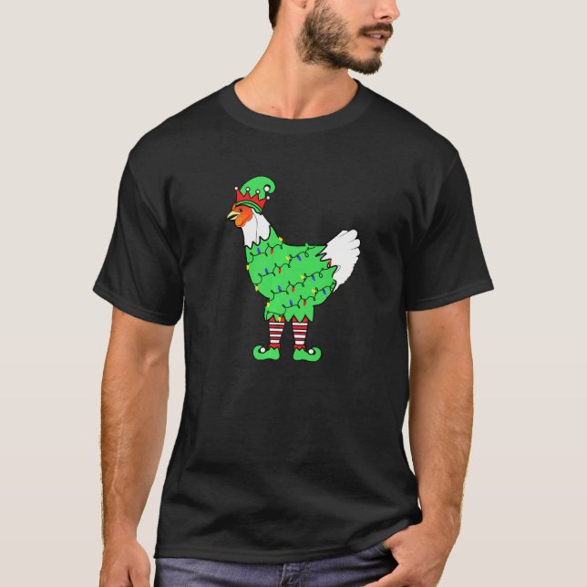 Christmas Lights Elf Chicken Chicken T-Shirt (Front)
