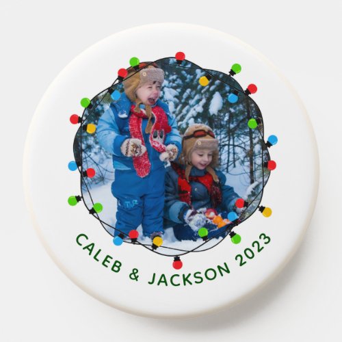 Christmas Lights Family Photo Cute Annual Keepsake PopSocket