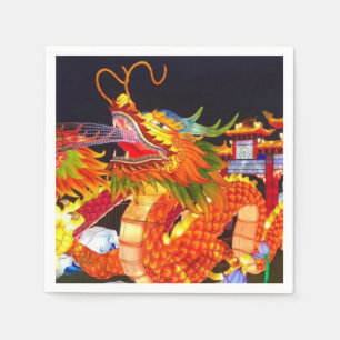 Christmas Lights Festival Chinese Dragon Lantern Napkins