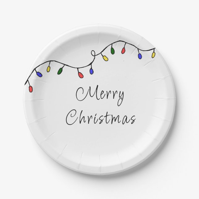 Christmas Lights Festive Holiday Party Paper Plates (Front)