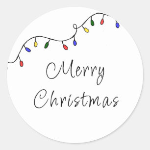 Christmas Lights Festive Modern Holiday Classic Round Sticker