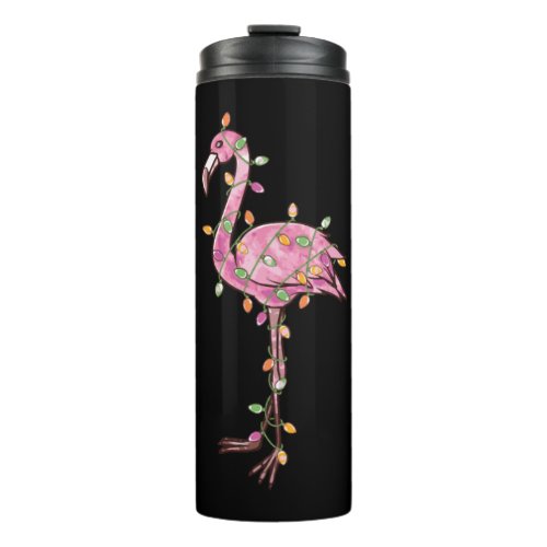 Christmas Lights Flamingo Shirt Funny Xmas Tree Fl Thermal Tumbler