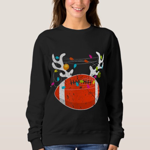 Christmas Lights Football Ball Funny Xmas Sweatshirt