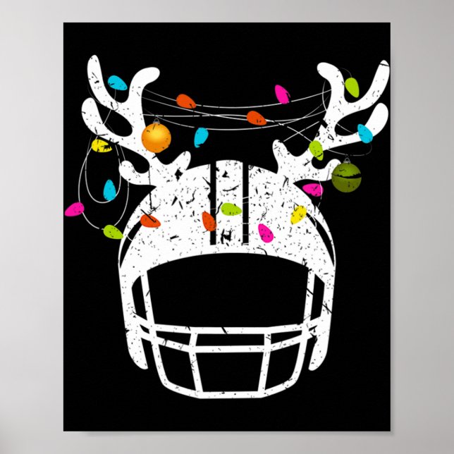 Christmas Lights Football Helmet Fun Xmas  Poster (Front)