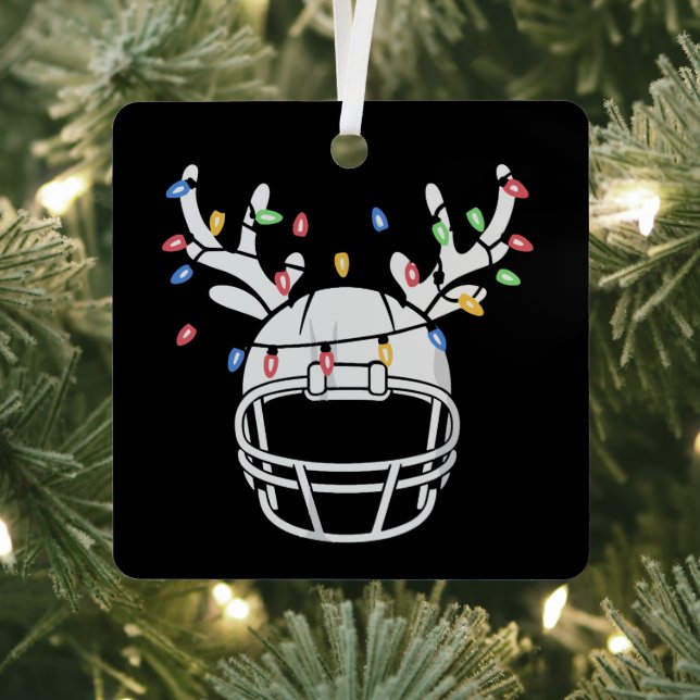 Christmas Lights Football Helmet Funny Xmas Metal Ornament (Insitu)