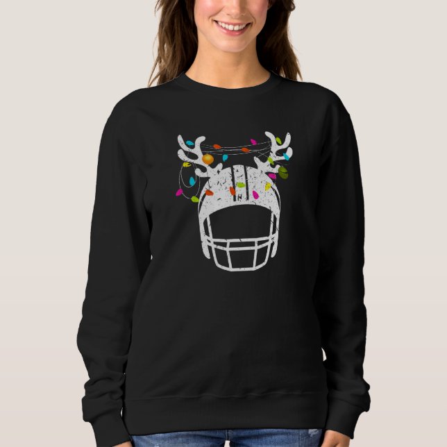 Christmas Lights Football Helmet Funny Xmas Sweatshirt (Front)