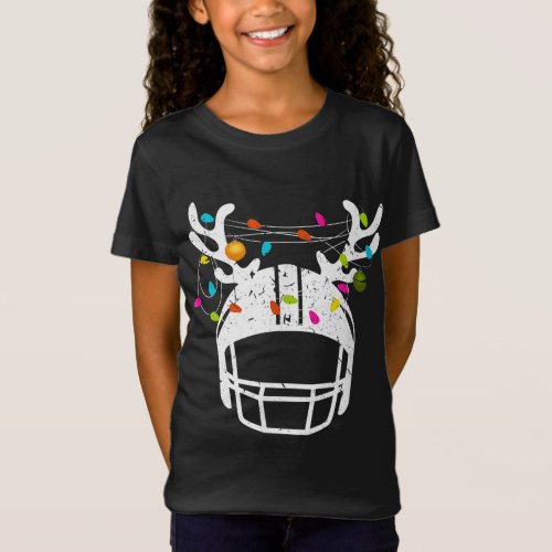 Christmas Lights Football Helmet Funny Xmas T_Shirt