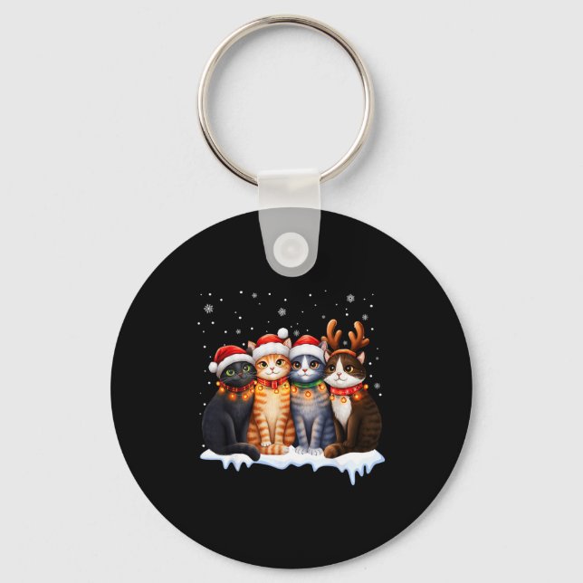Christmas Lights For Cat Lovers Xmas  Keychain (Front)