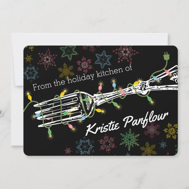 Christmas lights fork from the kitchen of card (Front)