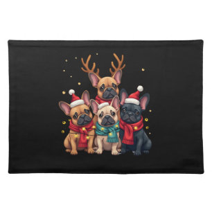 Christmas Lights French Bulldogs Xmas Frenchie Dog Cloth Placemat