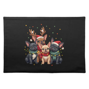 Christmas Lights French Bulldogs Xmas Frenchie Dog Cloth Placemat