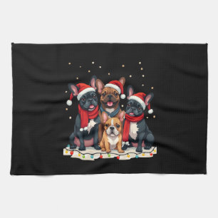 Christmas Lights French Bulldogs Xmas Frenchie Dog Kitchen Towel