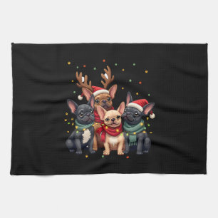 Christmas Lights French Bulldogs Xmas Frenchie Dog Kitchen Towel