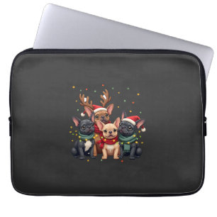 Christmas Lights French Bulldogs Xmas Frenchie Dog Laptop Sleeve