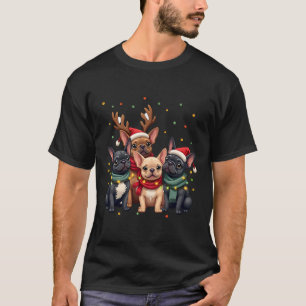Christmas Lights French Bulldogs Xmas Frenchie Dog T-Shirt