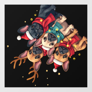 Christmas Lights French Bulldogs Xmas Frenchie Dog Wall Decal