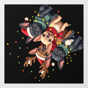 Christmas Lights French Bulldogs Xmas Frenchie Dog Wall Decal