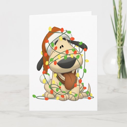 Christmas Lights Funny Puppy Dog Holiday Card