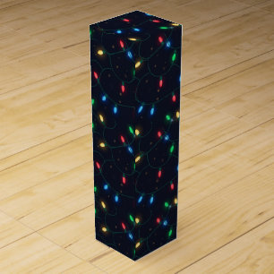 Christmas Lights Garland Seamless Pattern Wine Box